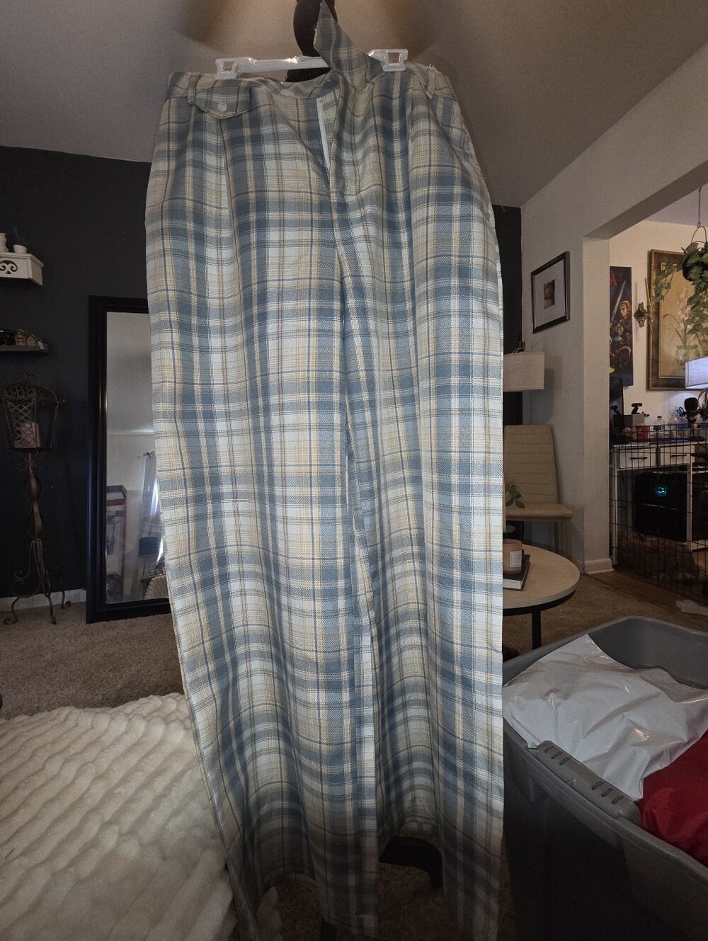 Muse Plaid Chinos in Blue and Cream